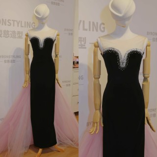 重工黑色魚尾拖擺禮服（俊慈老師大課示範款）