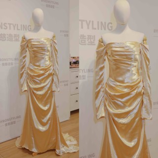 珍珠光澤金色禮服（超級上鏡）