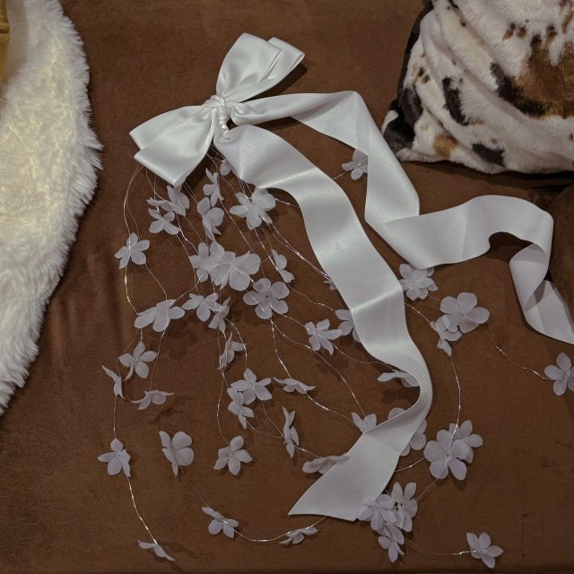 全新蝴蝶結銀線紗花雙入