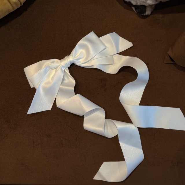 全新純白緞布蝴蝶結（有暗夾）