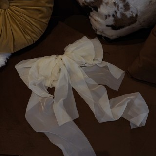 全新象牙白雪紡紗蝴蝶結（彈簧夾）