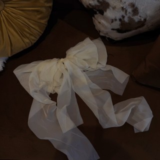 全新象牙白雪紡紗蝴蝶結（彈簧夾）